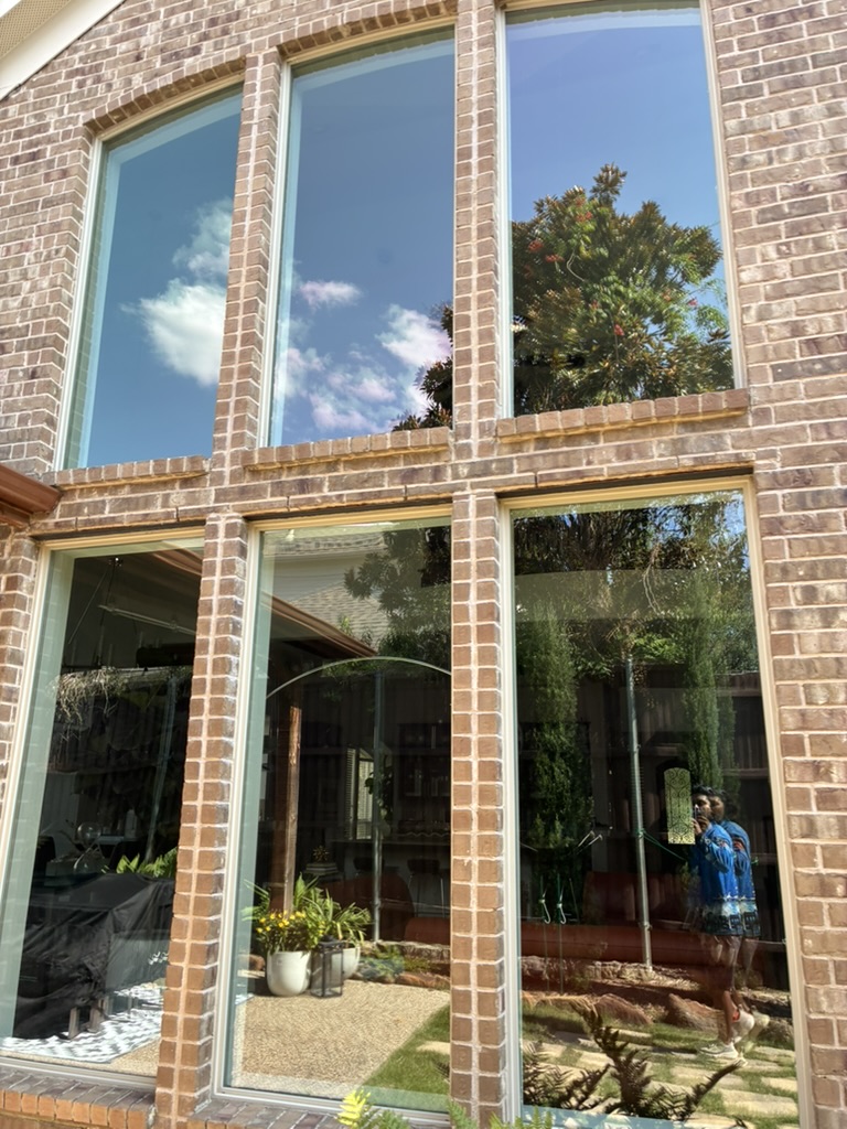 Residential exterior windows after professional window cleaning in the Carrollton area