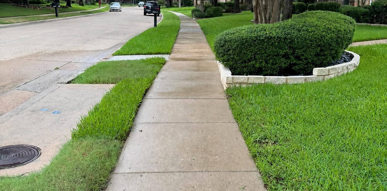 Sidewalk and flatwork after professional concrete cleaning in the Carrollton area