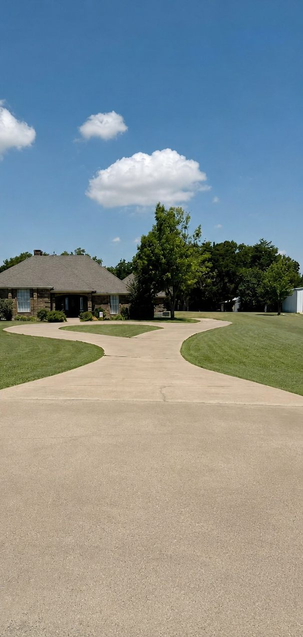 Driveway curve cleaned of hard water stains near Dallas, TX